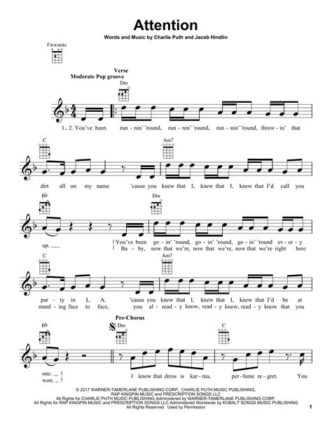 charlie puth attention guitar chords